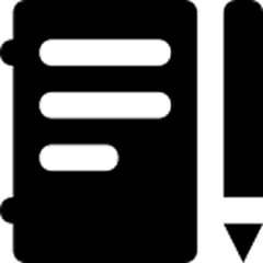 A green and black icon of an open book